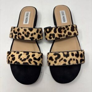 Steve Madden Lacole Boho Strappy Leopard Animal Print Sandal Shoe Size 7